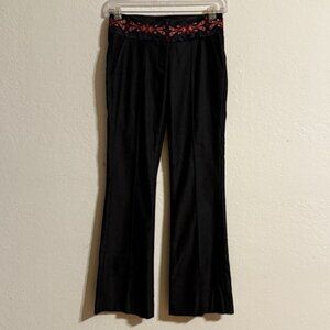 bebe Black Pants with Red Patterned Waistband